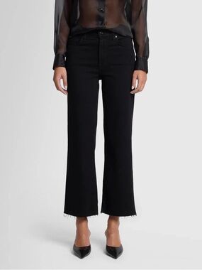 7 For All Mankind Size 28 Cropped Flare Boot Jeans - Black